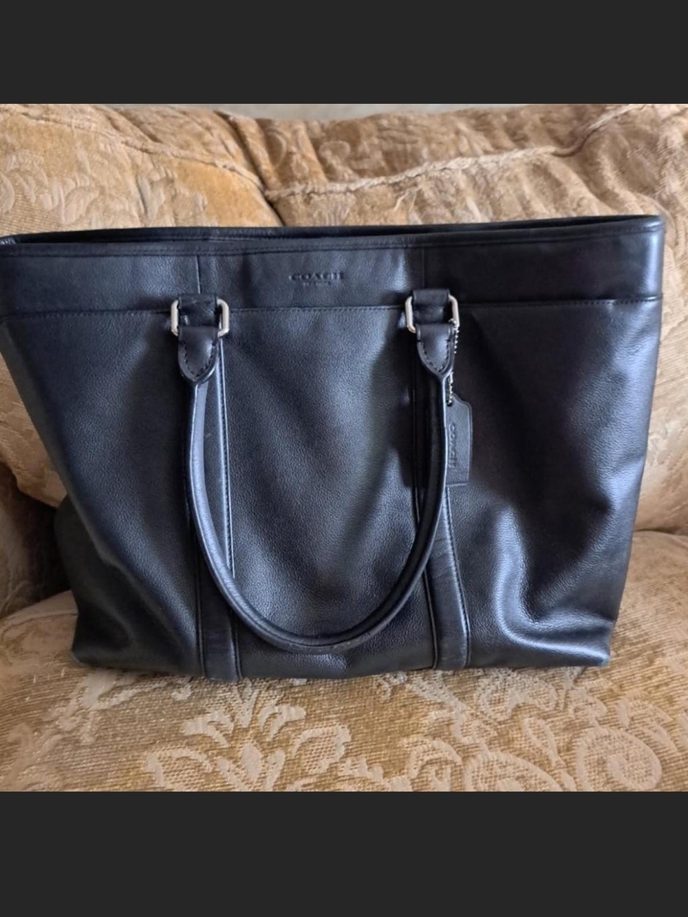 Coach Black Pebbled Leather Tote with Dual Handles